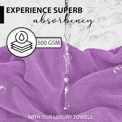 100% Cotton Bath Towels, 24x48 Pack of 6 Towels, Quick Dry, Highly Absorbent, Soft Feel Towel, Gym, Spa, Bathroom, Shower, Pool, Luxury Soft Towels (Light Purple, 24x48-6 Pack)