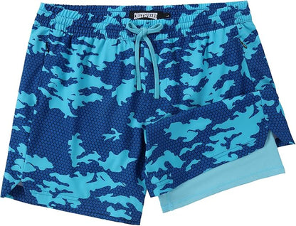 Men 2 in 1 Running Shorts with Compression Liner 5" 7" Quick Dry Workout Athletic Shorts with Pockets Towel Loop