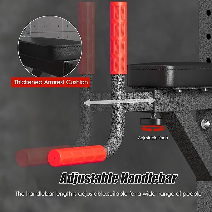 soges Pull Up Bar Dip Station, Power Tower with A Backrest, Adjustable Height Pull Up Bar Stand, Multi-Function Home Gym Strength Training