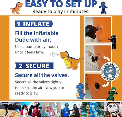 INFLATABLE DUDES Target Bags -Kids Punching Bag | Already Filled with Sand| Bop Bag | Premium Inflatable Toy | Punching Bag for Kids | Enhanced Bounce-Back Action! | Indoor Outdoor -Party Games