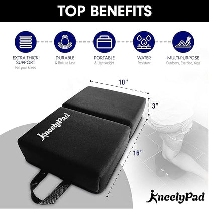 KneelyPad by Kneely | Kneeling Pad for Gardening, Exercise, Cleaning, & Mechanic Work | Extra Thick Memory Foam Knee Cushion for Gardening & More with Washable Cover | Foldable Knee Pad with Handle