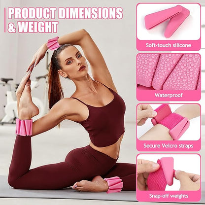 Ankle Weights for Women Wrist Weights Set of 2 (1 lb/2 lb Each) Adjustable Arm Leg Weight for Womens Men Suitable for Walking Swimming Running Pilates Yoga Gym