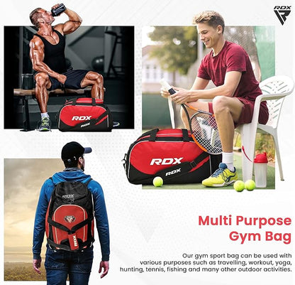 RDX 50L Gym Bag with Ventilated Shoes Compartment, All In One Backpack Duffle Holdall, Fitness Sports MMA Boxing Yoga Swim Gear Sportswear Bag, Weekend Overnight Travel Hiking Rucksack for Men Women
