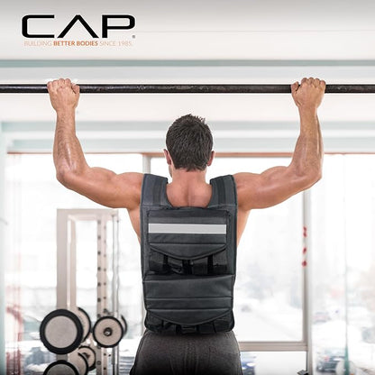 CAP Barbell Adjustable Weighted Vest | 20-150 lbs | Heavy-Duty Workout Vest with Removable Iron Weights for Strength Training, Cardio, Running, and Calisthenics