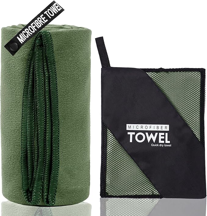 Microfiber Travel Towel, Soft Lightweight Quick Dry Towel, Super Absorbent Compact Travel & Sports & Beach Towels for Camping, Backpack, Gym, Swimming, Yoga, Hiking (XL:30"×60" -Olive Green)