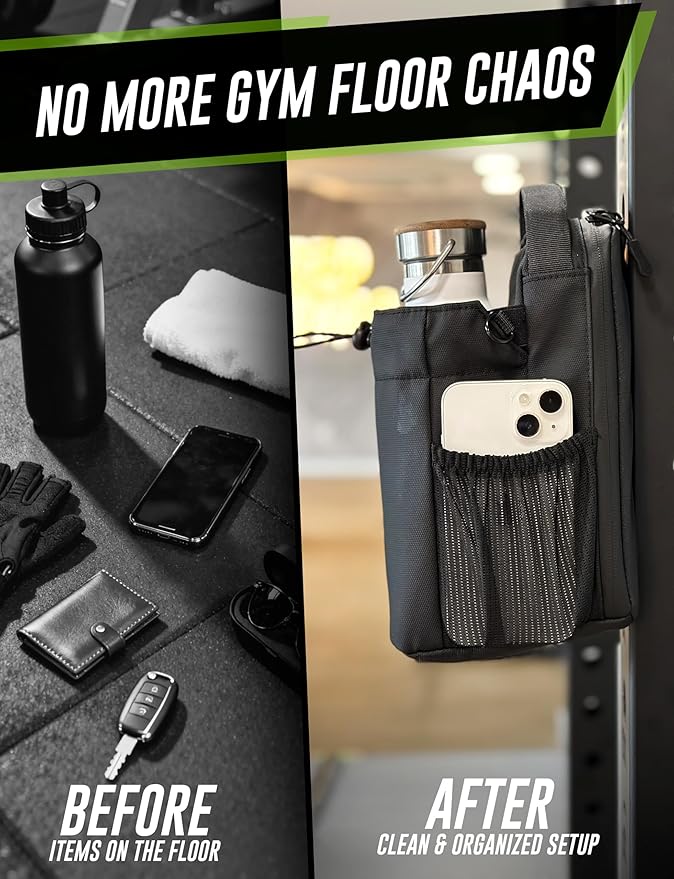 kyrra. Magnetic Gym Bag with Water Bottle Holder Compact Crossbody Bag with Magnetic Attachment and Reusable Gym Pouch Small Gym Water Bottle Bag for Men and Women