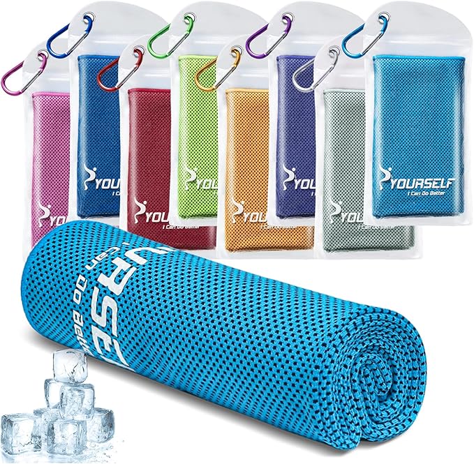 SYOURSELF Cooling Towel, Cooling Towels for Neck,40" x 12"Ice Towel for Instant Cooling Relief, Soft Breathable Chilly Towel, Perfect Yoga, Golf, Sports, Gym, Workout, Athletes Towel (1PC-Blue)