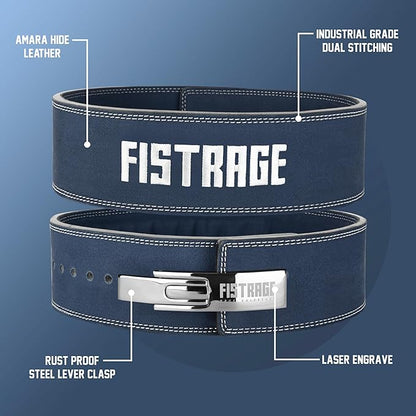 FISTRAGE Lever Buckle Weight Lifting Leather Black Belt Gym Back Support for Men & Women Training Fitness Exercise for Tough Workouts | Power Lifters | Supports Lumber Lower Back