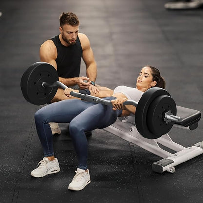 Yaheetech Barbell Set Olympic Curl Bar Weights & 2 Olympic Barbell Clamps Strength Training Bars
