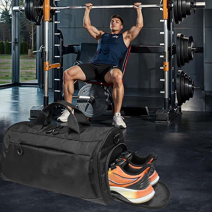 Gym Bag for Men & Women with Shoulder Strap, Shoe and Wet Compartment, Lightweight Duffle Bag, Durable Athletic Bag, Perfect for Travel, Fitness, Workout, Swimming, Yoga (Medium (22"))