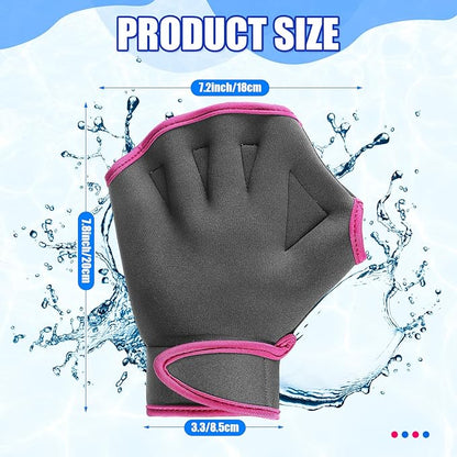 Sumind 2 Pairs Swimming Gloves Aquatic Training Gloves Neoprene Mittens Webbed Fitness Water Aerobics Resistance Training for Women Men Swimming Diving(Medium,Gray/ Rose Red, Blue/ Purple)