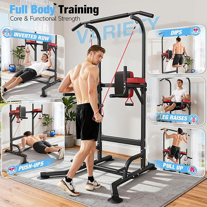 Dskeuzeew Pull Up Bar Free Standing for Multi-Function Home Gym Strength, Pull Up Dip Station Assistive Trainer Height Adjustable, Power Tower Training Heavy-Duty Fitness Equipment