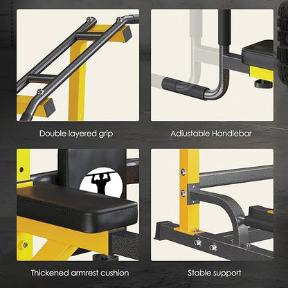soges Pull Up Bar Dip Station, Power Tower with A Backrest, Adjustable Height Pull Up Bar Stand, Multi-Function Home Gym Strength Training