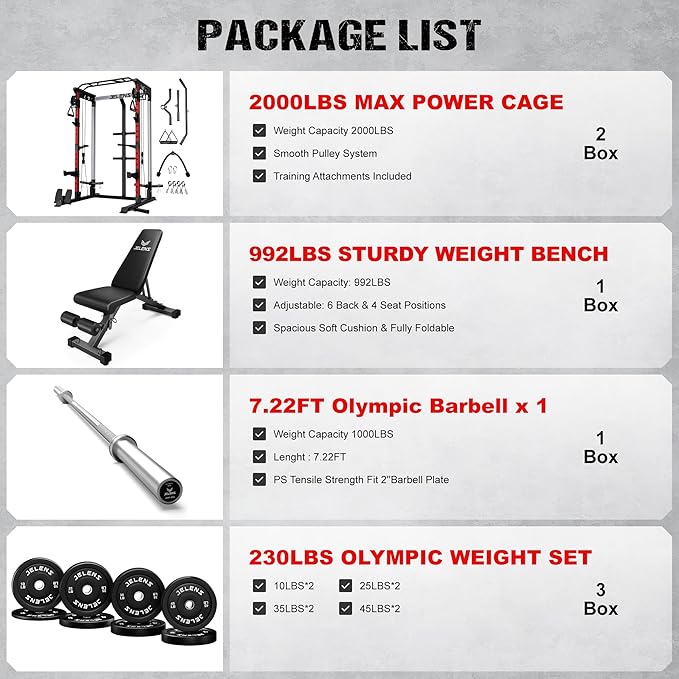 C21 Power Cage, 2000LBS Multi-Function Power Rack with Independent Dual Pulley System, All-in-One Squat Rack for Cable Crossover, Home Gym Workout Machine