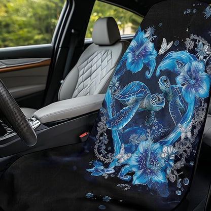 Bulopur Sea Turtle Car Seat Towel Cover After Gym Workout Beach Swimming Heart Print Sweating Car Seat Cover Fits for Cars SUV Sedan Truck Front Seats