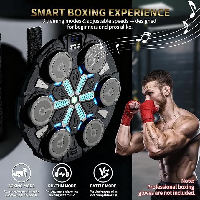 Music Boxing Machine for Kids/Adults - Bluetooth Boxing Training Equipment with 2 Gloves - Rechargeable Boxing Toy -No Mounted Wall Punching Pad -Workout Punch Machine for Agile Training/Stress Relief