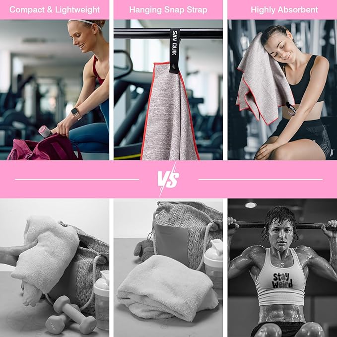 Microfiber Gym Towels 8 Pack, Quick Dry Silver ION Odor-Free Sweat Towel for Gym Women Super Absorbent Fast Drying for Workout, Yoga, Running, Hiking, Travel（Bright Color,16x31.5Inch ）