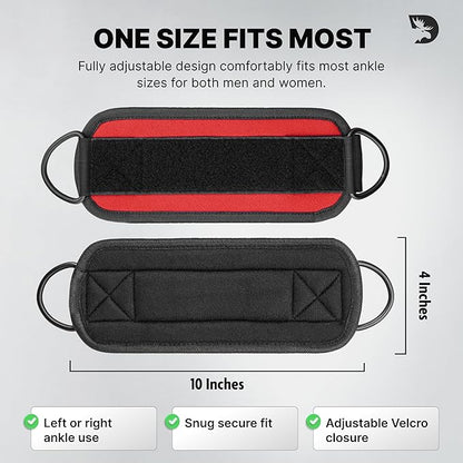 DMoose Fitness Ankle Strap for Cable Machine - One Size Fit with Premium Padding Cuffs, Ankle Bands for Working Out, Booty Workouts, Leg Extension, Hip Abductors, Kickbacks & Lower Body Exercises