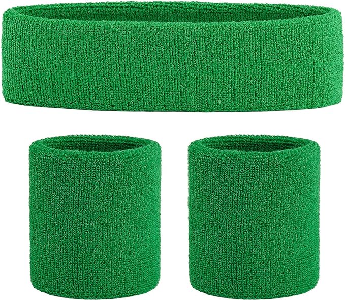 ONUPGO Sweatband Set Sports Headband Wristband Set Sweatbands Terry Cloth Wristband Wrist Sweatband Headbands Moisture Wicking Sweat Absorbing Head Band