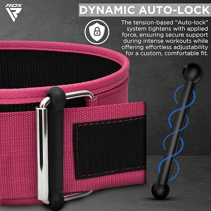 RDX Women Weight Lifting Belt 4” Adjustable Back Lumbar Support Bodybuilding, Powerlifting Strength Training Core Exercise Fitness Workout Squats Deadlifts,Ladies Home Gym Equipment