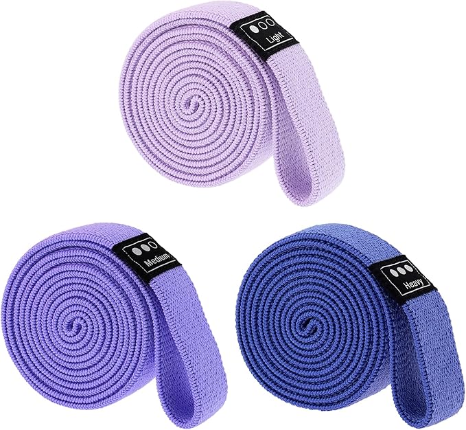 Fabric Resistance Bands - 3-Pack Set, Long Cloth Exercise Bands for Home Workout Strength Training, Yoga & Pilates | with Storage Bag