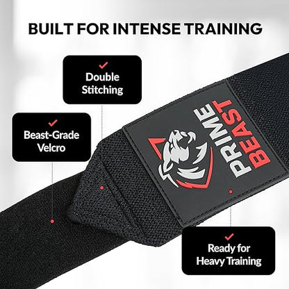 Elbow Wraps for Weightlifting - 40” 45” 50” Compression Strap & Sleeve Design for Bench Press and Fitness Training (1 Pair, Small)
