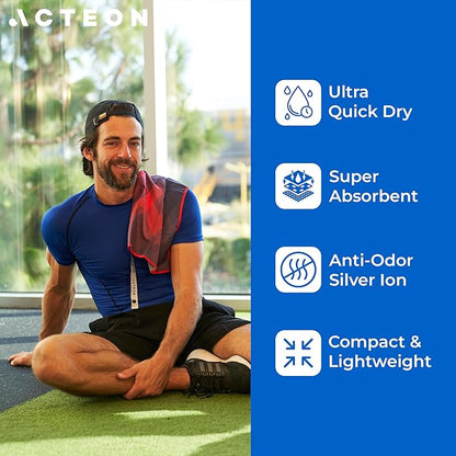 Acteon Microfiber Gym Towels 4 Pack, Quick Dry Odor Free Workout Towels for Men and Women, Super Absorbent Sports Sweat Towel for Gym, Yoga, Running, Travel, 16 x 30.5 Inch