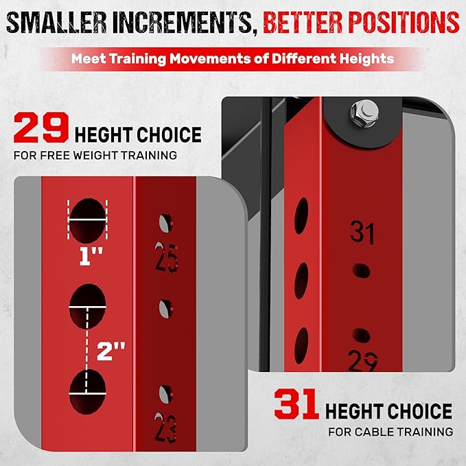 DP01 Power Cage, 2000LBS Squat Rack with with Cable Crossover and Dual Independent Pulley System, Full Cage for Full Body Training, Power Rack with More Training Attachments for Home Gym