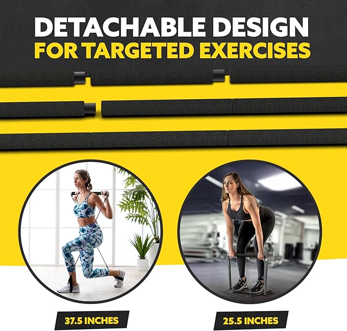 Tribe Lifting Resistance Band Bar - Portable Steel Workout Bar for Resistance Bands - Adjustable 38 to 26 Inch - Straight Bar Attachment for Cable Machine and Home Gym Exercises