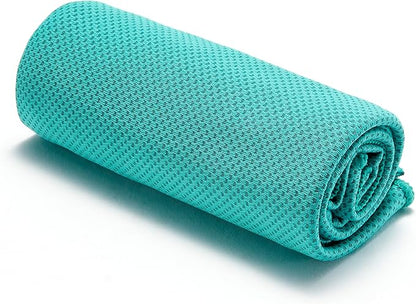 Amazon Basics Cooling Towels for Neck and Face, Sports, Workout Recovery, 40" x 12", Black/Gray/Aqua/Navy, 4-Pack