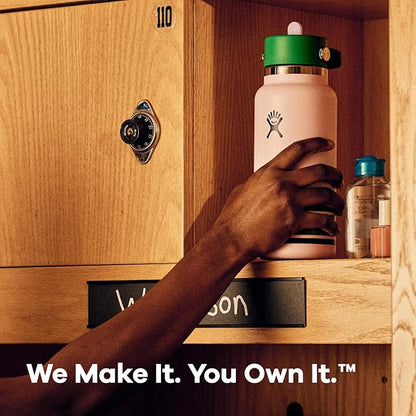 Hydro Flask Water Bottle - Insulated Stainless Steel - Wide Mouth Flex Straw Lid, Non Spill, Leakproof and Refillable in 24 Oz Campus Pink