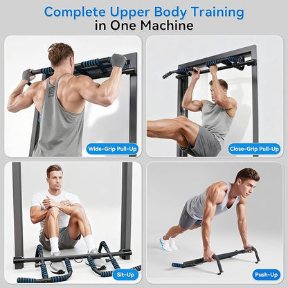 EPHESPORT 2026 Multifunctional Pull Up Bar for Doorway – US Patented Design, Foldable, No Drilling or Slipping, Multi-Grip Bar with Resistance Band Hooks, Commercial Alloy Steel, Large PVC Pads, 440 lbs Capacity