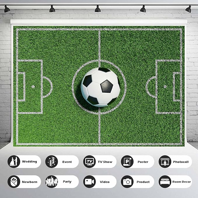 Football Soccer Green Field Backdrop Football Field Soccer Ball Green Grass Stadium Photography Background Soccers Ball On Footballs Fields Backdrops Props Decorations Banner Backgrounds 20x10ft