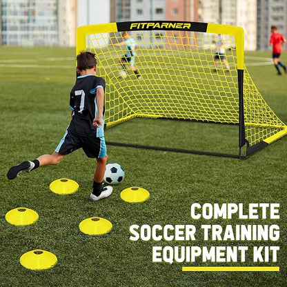 Kids Soccer Goals for Backyard Set - 2 Pack of Portable Pop Up Soccer Nets with Ball,Cones,Complete Training Equipment Kit for Toddler,Youth,Kids Age 3-14,Outdoor Sports Game