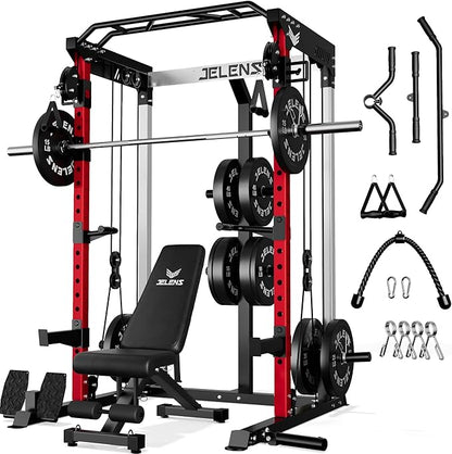 C21 Power Cage, 2000LBS Multi-Function Power Rack with Independent Dual Pulley System, All-in-One Squat Rack for Cable Crossover, Home Gym Workout Machine