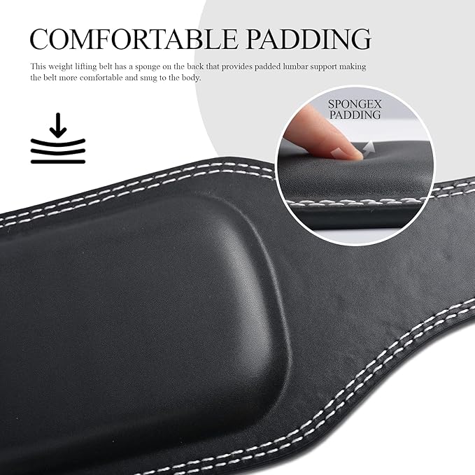 10 Adjustable Holes Genuine Leather Weightlifting Belt, 4”& 6”Width, Double Prong Power Belt for Gym Bodybuilding, weightlifting, powerlifting, squats and deadlifts