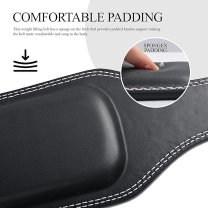 10 Adjustable Holes Genuine Leather Weightlifting Belt, 4”& 6”Width, Double Prong Power Belt for Gym Bodybuilding, weightlifting, powerlifting, squats and deadlifts