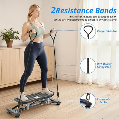 Balance Board with Resistance Bands, Versatile Rocking Stepper, Ski Machine & Wobble Board Featuring LCD Monitor, 330 lbs High-Capacity Side Steppers for Exercise at Home