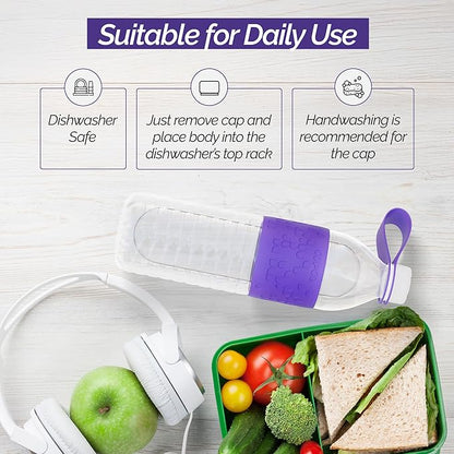 Copco Hydra 20 oz Water Bottle, Set of 2 with Carrying Loop – Leak Proof, BPA Free Tritan, Dishwasher Safe, Twist-Open Body, Non-Slip Silicone Grip, Perfect for Gym, Travel & Everyday Use (Purple)