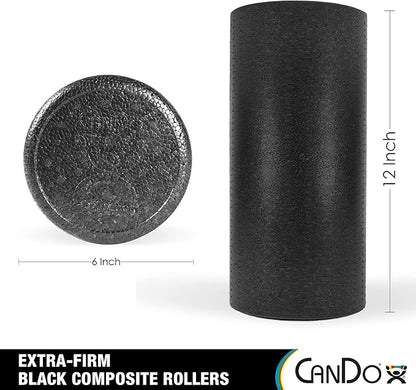 CanDo Black Composite High-Density Foam Rollers for Muscle Restoration Massage Therapy Sport Recovery and Physical Therapy 6" x 12" Round