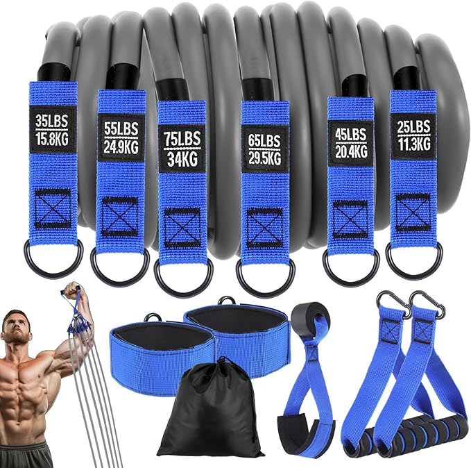 Heavy Resistance Bands for Working Out, 300lbs Exercise Bands with Handles, Workout Bands with Handles, Fitness Weight Bands for Men Muscle Strength Training Stretching Yoga