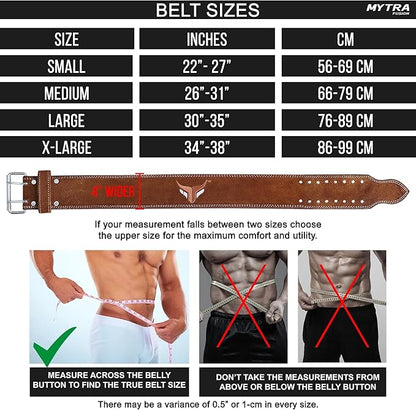 Mytra Fusion Weight Lifting Belt Double Prong Buckle Power Lifting Belt Leather Weightlifting Belt for Training Gym Workout