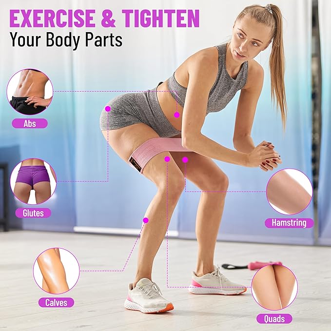Resistance Bands – Premium Workout Bands for Women & Men, 3-Piece Stretch Band Set for Glutes, Legs, Pilates & Strength Training