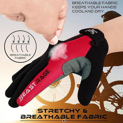BEAST RAGE Half Finger Cycling Gloves for Men Women, Gel Padded Anti-Slip Shock Absorbing Weight Lifting Gym Gloves Cycle Mountain Bike Gloves for MTB, Biking, Hiking