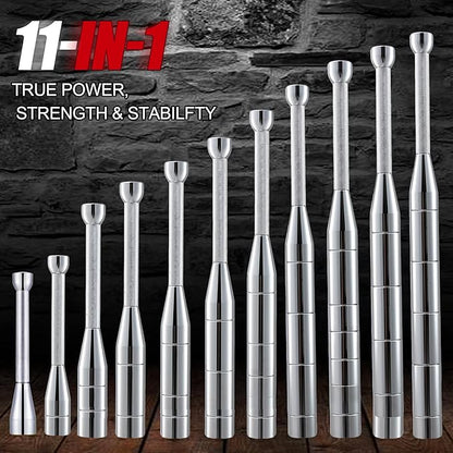 Adjustable Macebell Set - 6-in-1 & 11-in-1 Steel Indian Clubs for Shoulder, Grip & Full Body Training - Includes Adjustable Weights (6.5-30.8 lbs), Forearm Strengthener & Grip Tester for Fitness, MMA, Rehab