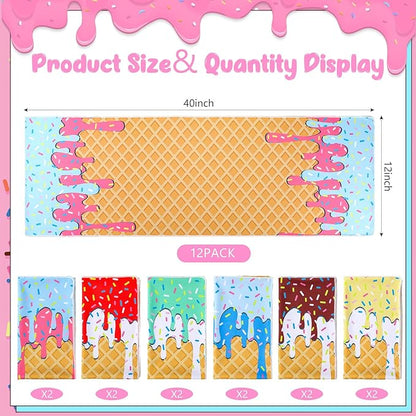 12 Pack Ice Cream Drip Baseball Cooling Towels for Boys, Ice Cream Print Sports Towels with Bags, 40"x12" Breathable Chilly Towel, Colorful Summer Microfiber Towel for Sport Team Gift Beach