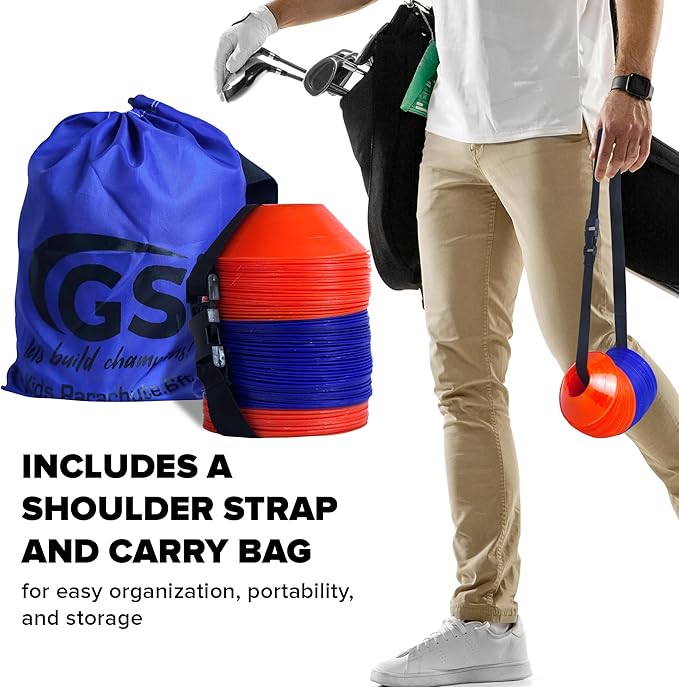 GSi Sports Training Cones for Agility Drills – Soccer & Basketball Multi-Sport Field Markers, Durable Flexible Cones in Multiple Shapes & Packs (20–80 Pack)