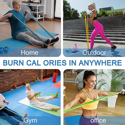 Professional 5 Pcs Long Resistance Bands and 5 Pcs Loop Bands. Latex-Free, Work Out Bands, Stretch Bands for Working Out Women or Men, Exercise Bands Set for Physical Therapy