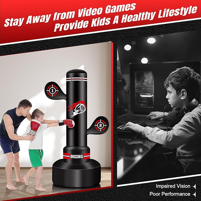 Upgraded Heavy Freestanding Punching Bag for Adults Teens, 70” Standing Punching Bag Kicking Bag Heavy Bag, Women Men Kickboxing Bags for Training MMA Fitness Home Gym