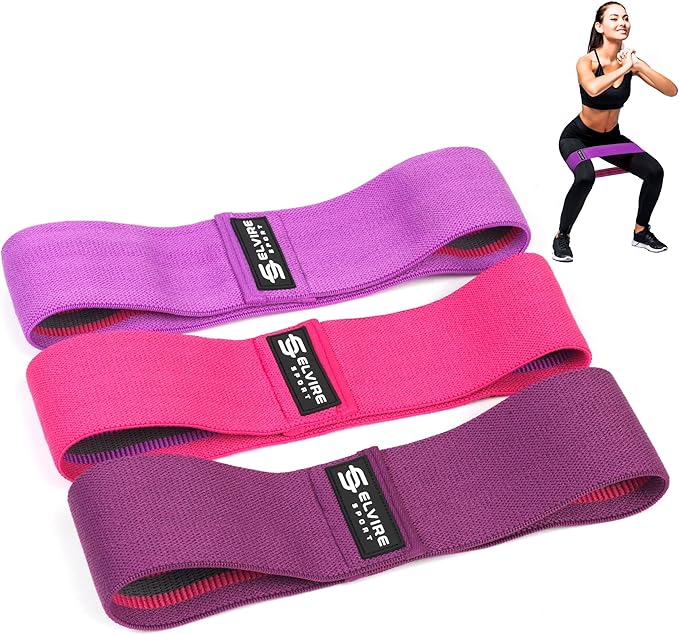 ELVIRE Fabric Resistance Bands for Working Out | Exercise Bands Resistance Bands Set of 3 | Booty Bands for Women Workout Bands Resistance Loops | Leg Bands for Working Out Glute Bands, Squat Bands